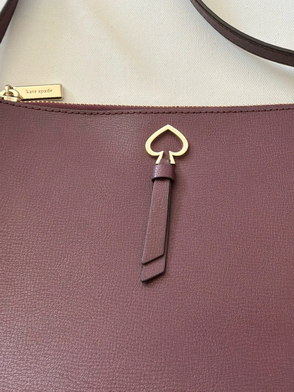 Kate Spade Adel Medium Top Zip Crossbody Bag Cherrywood Burgundy Leather